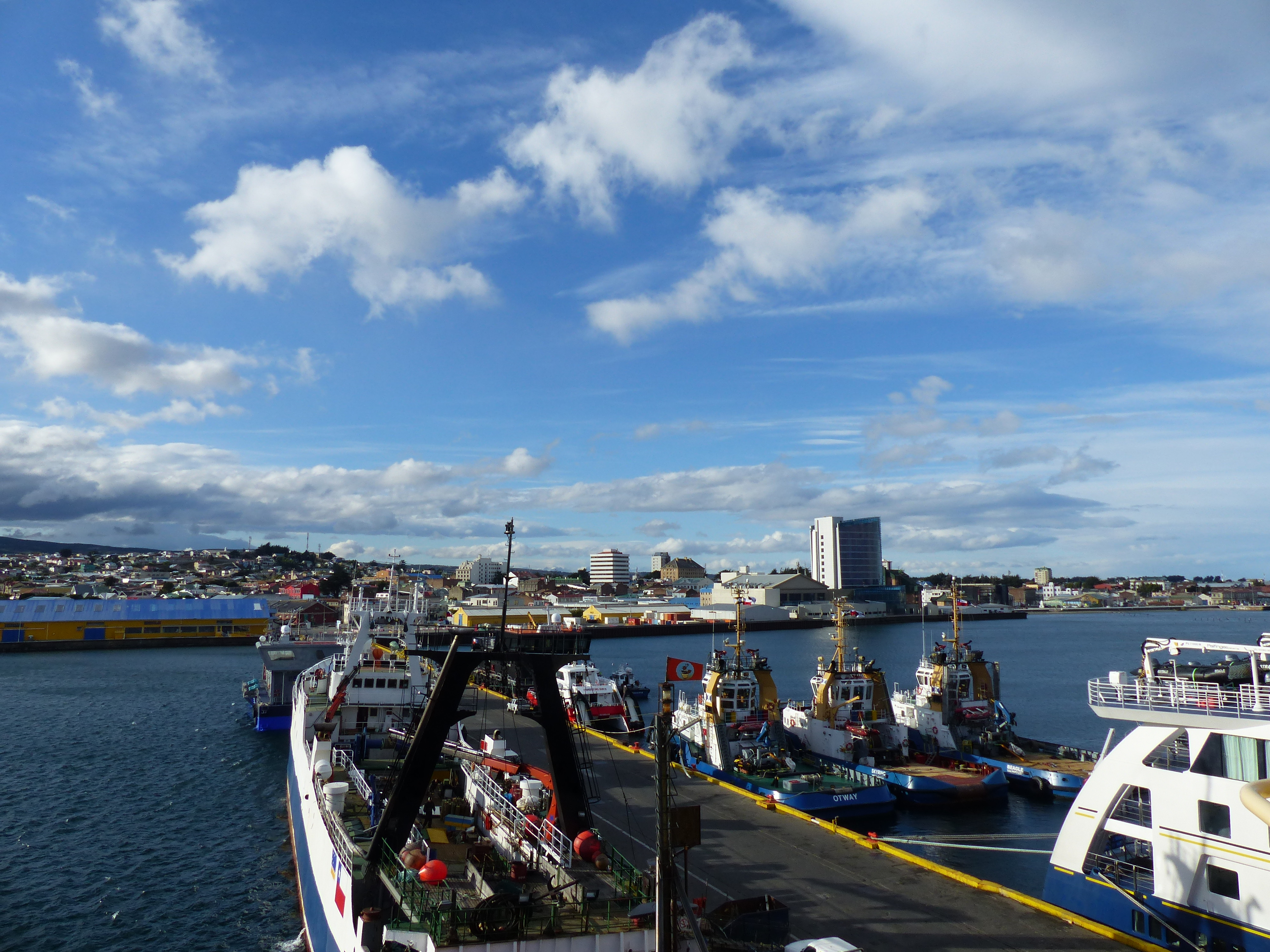 A view of Punta Arenas, Chile, from the deck of the Palmer